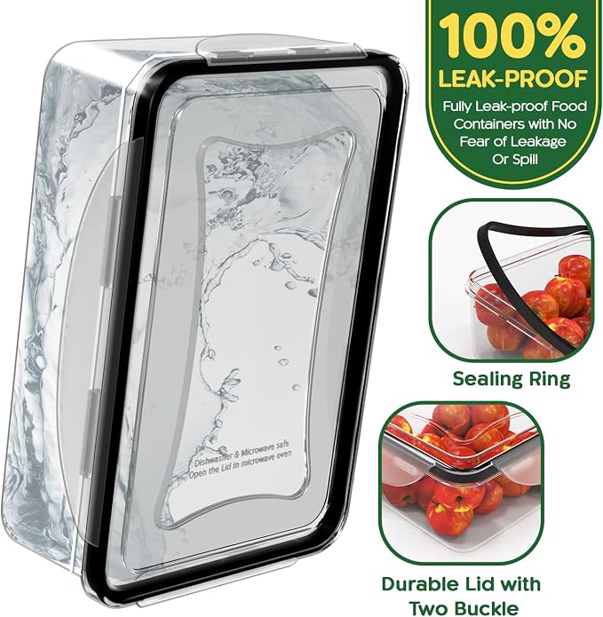 56 PCS Food Storage Containers with Lids Airtight (28 Boxes - 28 Lids) | Plastic Container for Pantry Stackable Kitchen Organization-Microwave Dishwasher,Freezer Safe 100% Leak Proof