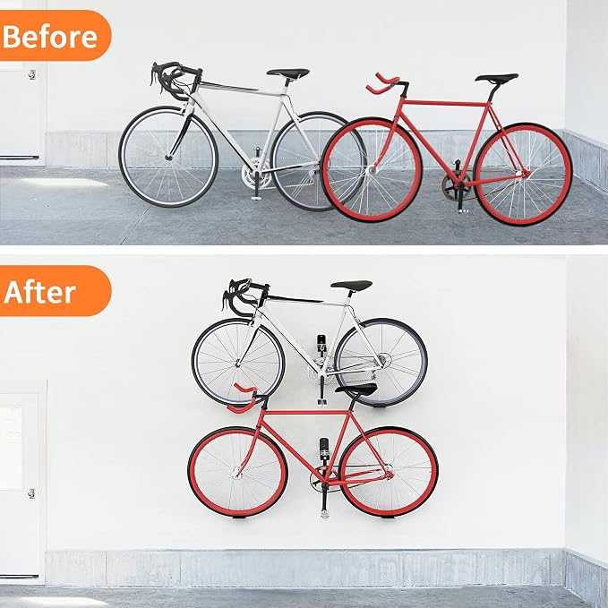 WALMANN 2 Pack Bike Pedal Hanger Wall Mount, Heavy Duty Horizontal Bike Rack for Garage Wall, Bike Display Stand for Home Holds Up to 70 LBS