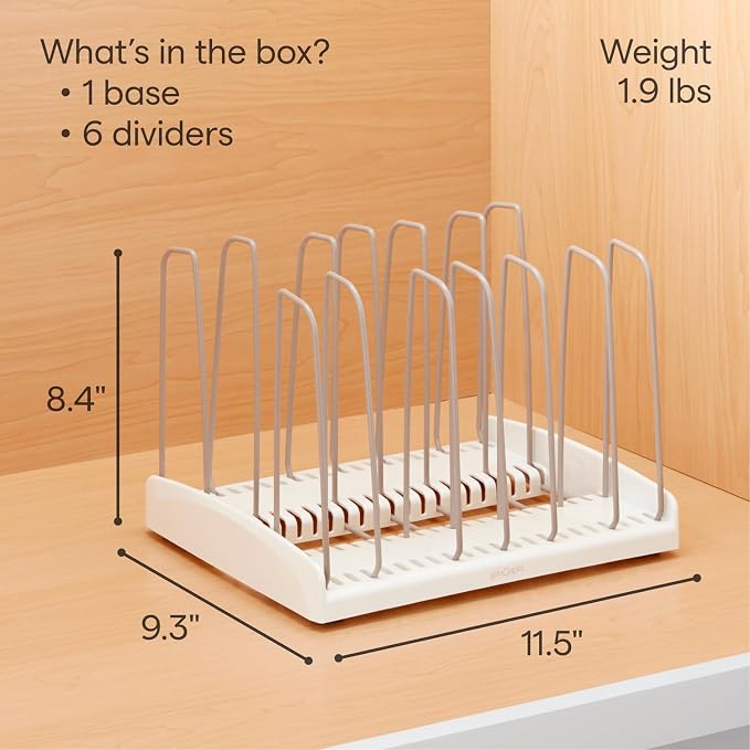 YouCopia StoreMore Cookware Rack with Tall Steel Wires, Adjustable Pan and Lid Organizer for Kitchen Cabinet Storage, Classic Edition