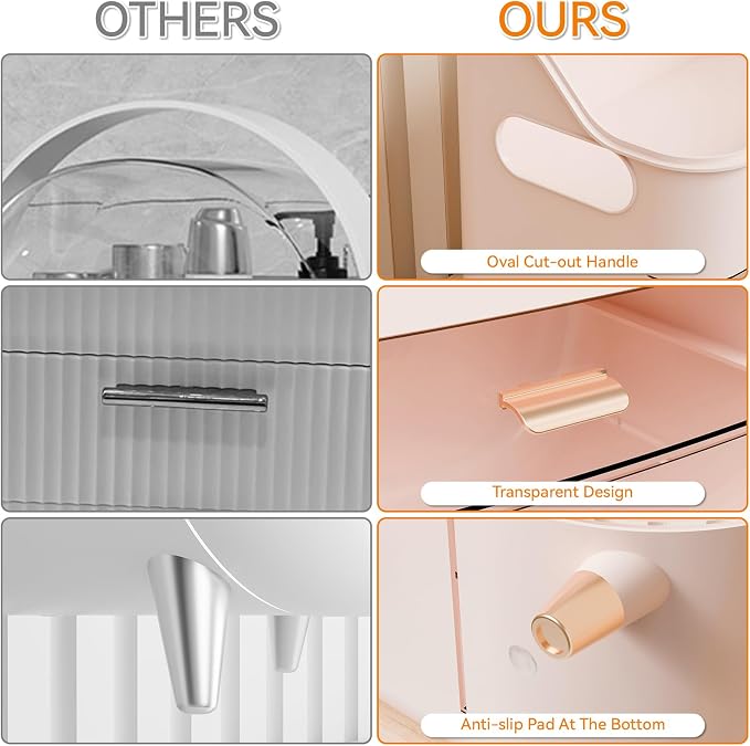 Pink Make up Organizer for Countertop,Vanity,Large Capacity Bathroom Makeup Skincare Organizers With Brush Holder,Makeup Storage Organizer for Lotion,Beauty Products,Skin Care,Makeup Display