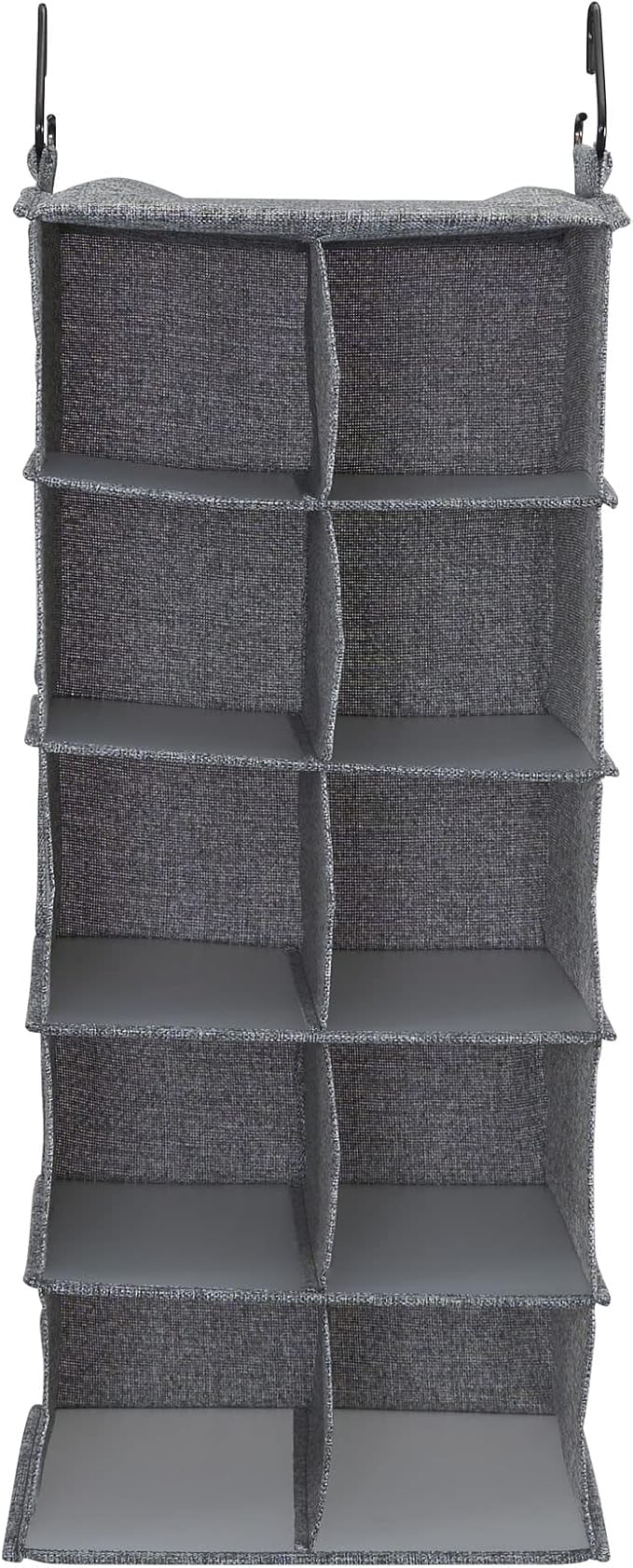 Household Essentials 10 Pocket Double Hang Canvas Shoe Organizer Side‑by‑Side Hanging Storage, Gray