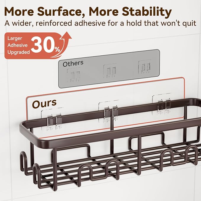 YASONIC Shower Caddy Adhesive, 100% Rustproof Shower Organizer, Large Capacity Shower Shelves for Inside Shower, No Drill Shower Storage for Home (2 Pack Bronze)