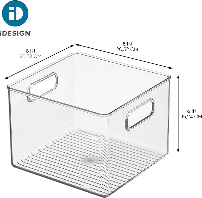 iDesign Pantry Storage Bin with Handles for Kitchen Cabinets or Fridge - Set of 2 - Clear - Made in USA