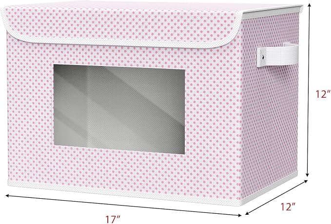 Univivi Fabric Foldable Storage Boxes with Lids, 4 Pack, Pink | 17 x 12 x 12 In Large Stackable Storage Bins with Lids, Closet Organizers and Storage Cube Basket for Home, Office, Bedroom
