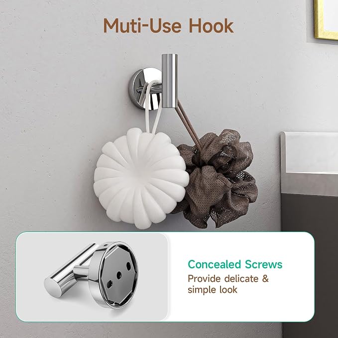 USHOWER 4PCS Polished Chrome Bathroom Accessories Set,24-Inch Towel Bar Set | Durable SUS304 Stainless Steel Bathroom Hardware Set, Towel Racks for Bathroom Wall Mounted, Modern Home Decor