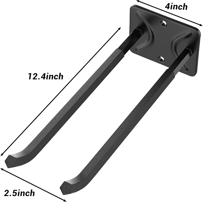 Ultrawall Garage Storage Hooks, Heavy Duty Steel Tool Organizer, 12.4 Inch Wall Mount Hangers Racks for Car Tires, Ladders, Chairs, Ropes and Garden Tools, 4 Pack