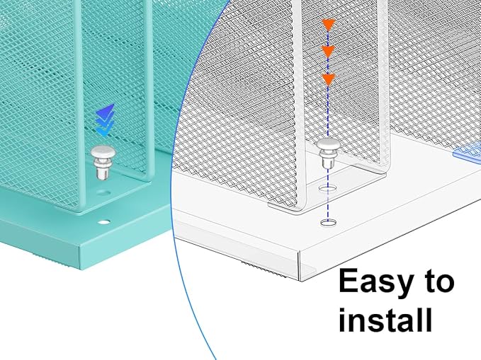 gianotter Desktop File Organizer, Desk Organizer with 5 Compartments, Paper Organizer for Desk, Workspace Organizers for Office Supplies (Blue, Upright Style)