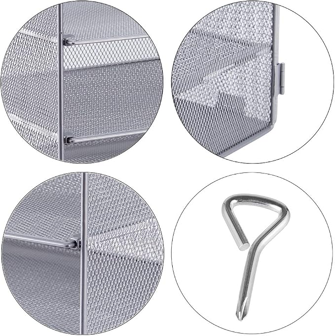5 Slot Mesh Desk Organizer Tray, File Paper Letter Folder Holder Desktop Paper Sorter Mail Organization Rack Storage Accessories, for Office Home School Classroom, Silver