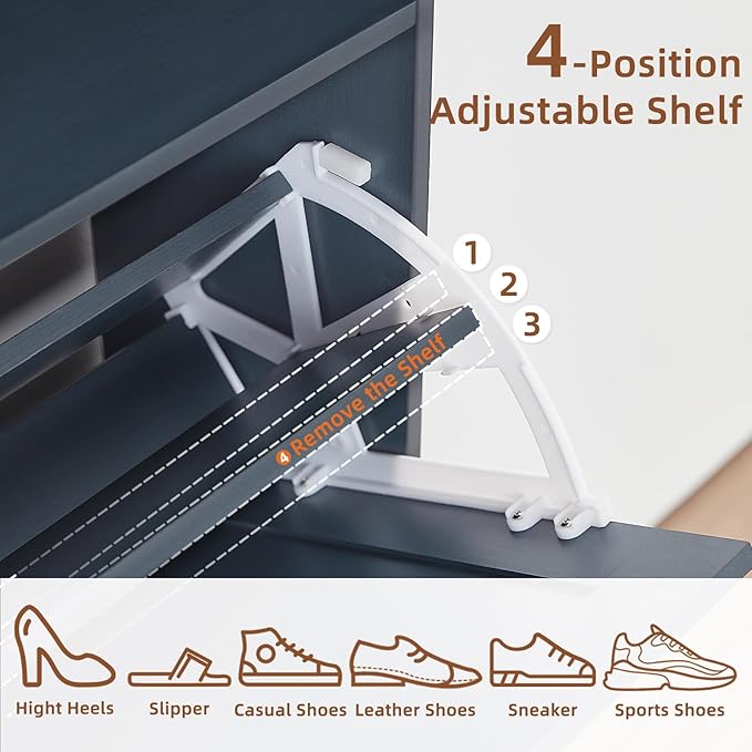 RWYHG Shoe Cabinet Storage for Entryway with 2 Flip Drawers | Open Storage Layer Rack Narrow Organizer Slim Hidden Wood Shoe Cabinet Furniture