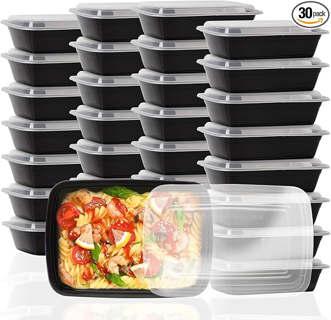 Ezalia 30 Pack Meal Prep Containers 38oz, Plastic To Go Food Containers with Lids, BPA-Free, Microwave/Dishwasher/Freezer Safe