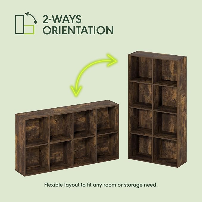 Furinno Reed 8-Cube Closet Organizers and Storage, Amber Pine | Closet Storage, Closet Organizer for Bedroom, Study Room, Hallway