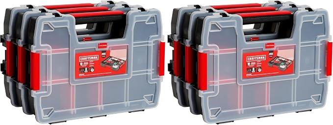 CRAFTSMAN Storage Organizer,Small Parts Organizer with 10-Compartments,Lid Includes Secure Latch (CMST60964M), (Pack of 6)