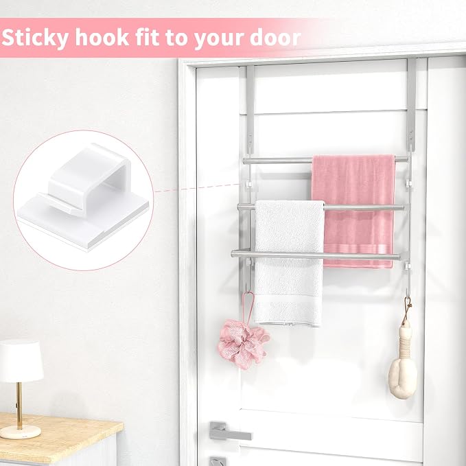 FLE Over The Door Towel Rack, Door Towel Bar, Brush Nickel | Over Door Design, Stainless Steel Door Towel Rack, Rust-Resistant; Space-Saving for Bathroom, Hangs Bath Towels