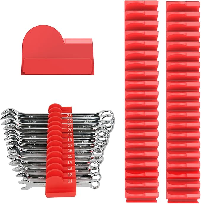 52 Pcs Modular Wrench Organizer for Tool Drawer with Metric & SAE Labels | Custom-fit Tool Drawer Modular Organizer for Garage & Workshop, 6-42mm/SAE Wrench Holder for Easy Grab, Gift for Mechanic