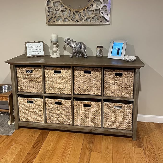 M4DECOR 10.5 x 10.5 Storage Cubes – Water Hyacinth Wicker Baskets for Organizing, Wicker Storage Cubes, Storage Baskets for Shelves (4 Packs 10.5in)