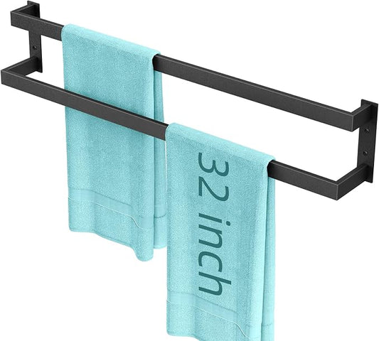 Double Towel Bar,Towel Rack for Bathroom,Towel Holder Wall Mounted Black | 32 Inch Stainless Steel Towel Rod Modern Home Decor,Matte Black Towel Holder Bathroom Accessories
