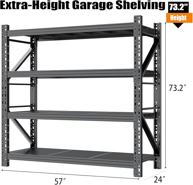 Garage Shelves Heavy Duty 73" H*57" W*23.6" D | Metal Garage Shelving Unit High Load Capacity Industrial Storage Shelves for Garage Warehouse Basement