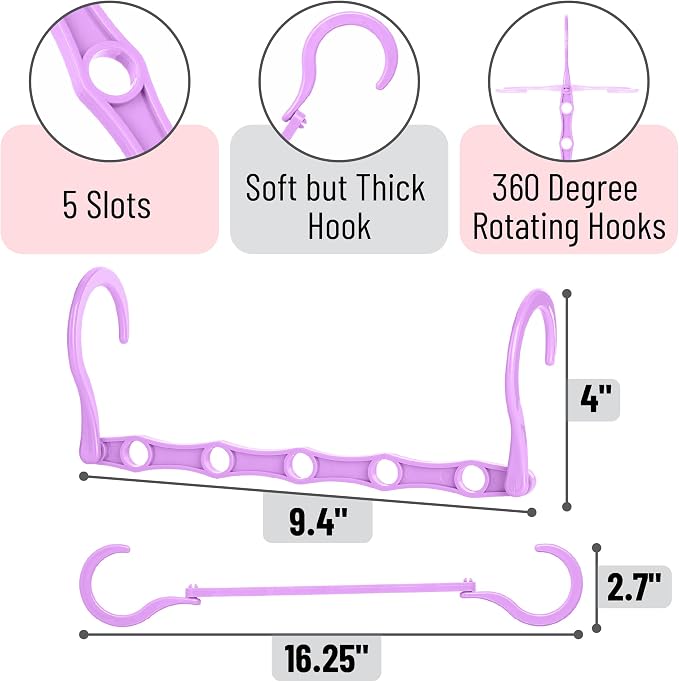 Mr. Pen- Space Saving Hangers, 8 pcs, 360° Rotating Hooks | Magic Cascading Hanger Organizer with 5 Enclosed Slots, Closet Organizers and Storage for Clothes