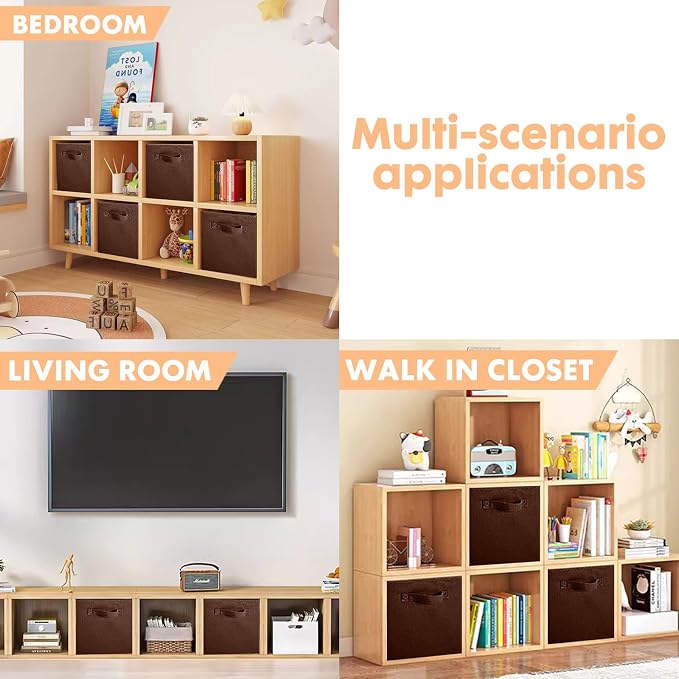 ShellKingdom Storage Bins, Foldable Fabric Storage Cubes And Cloth Storage | Storage Organizer For Closet And Toys, 10.5x10.5x11 INCH, 6 Pack (Chocolate)