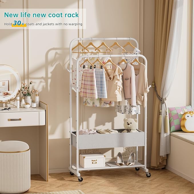 SINGAYE Wardrobe Standing Closet Clothing Rack With Shelf Hanging Clothes | Wardrobe Open Compact Small Metal Garment Hanger Stand Alone Free Standing Black Closet Rack Storage Organizer Heavy Duty