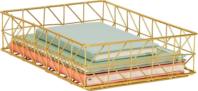Mind Reader Document Organizer, Desktop Organizer, File Storage, Modern, Office, Metal, Gold