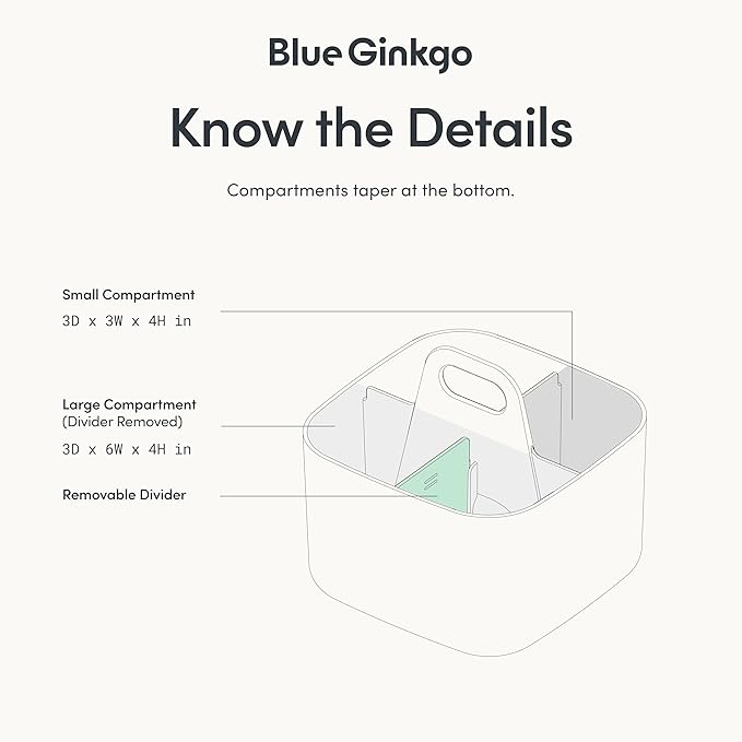 BLUE GINKGO Stackable Organizer Caddy, Square, Green, Made in Korea | Portable. Adjustable. Home, Office & School Storage.