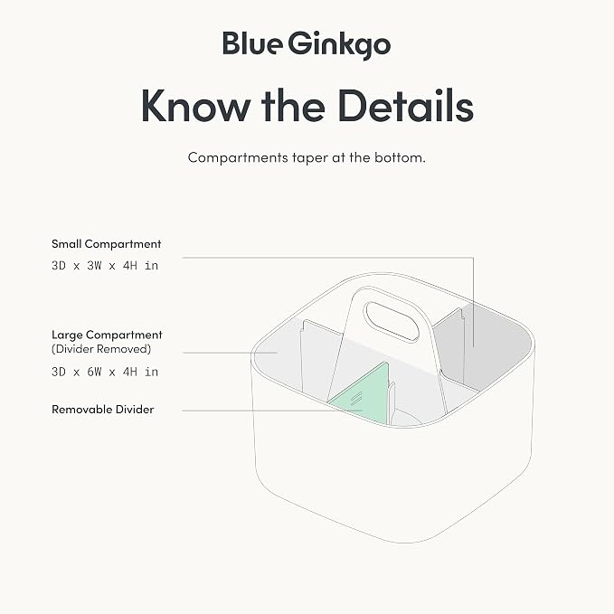 BLUE GINKGO Stackable Organizer Caddy, Square, Dark Grey, Made in Korea | Portable. Adjustable. Home, Office & School Storage.