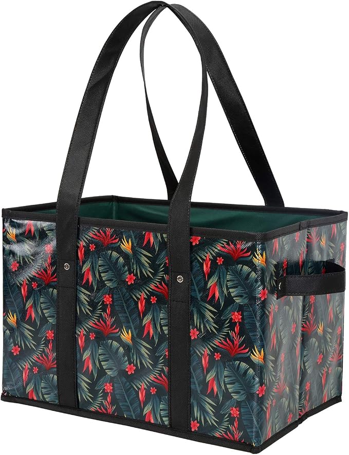 Foraineam Reusable Grocery Bags Set Durable Heavy Duty Tote Bag Collapsible Grocery Shopping Box Bag with Reinforced Bottom