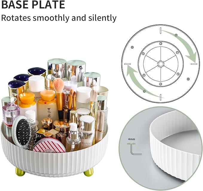 funest Makeup Perfume Organizer, 360 Degree Rotating Lazy Susan Cosmetic Desk Storage Lotions Display Case Round Tray with Large Capacity, for your Jewelry