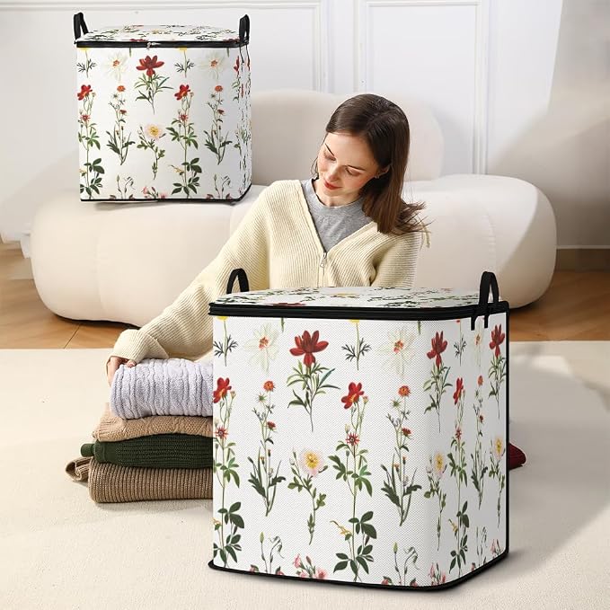 2pcs blanket storage bag for under bed,closet organizers 95L | clothing sweater sheet bedding comforter duvet quilt pillow toy storage bags with lids,dorm room essentials for containers