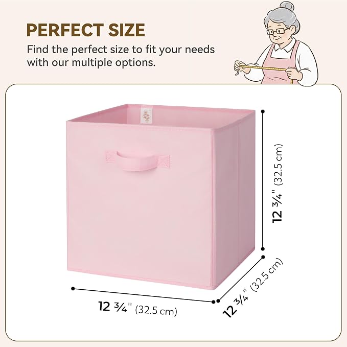GRANNY SAYS Cube Storage Bins, 13x13 Cube Storage Organizer, Fabric Collapsible Storage Bins with Handle, Storage Cubes for Shelves, Closet, Pink Gradient, 6-Pack