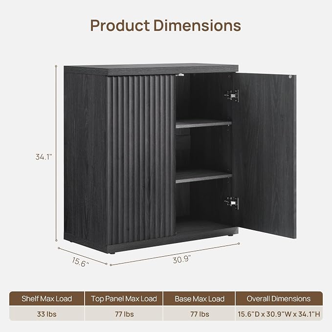 SICOTAS Buffet Cabinet with Storage Sideboard Cabinet with Doors & Shelves | Accent Sideboard Modern Credenza Fluted Storage Cabinet Mid Century Media Console for Living Room Kitchen Dining Hallway