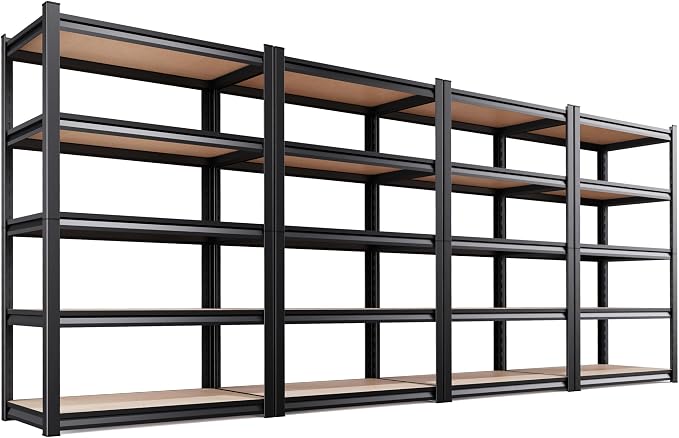 Set of 4 Garage Shelving-2050 lbs 5 Tier Storage Shelves,Adjustable Heavy Duty Metal Shelving Unit and Storage Large Rack,Utility Steel Shelf For Warehouse Industrial Pantry Basement 78"x46"x20"