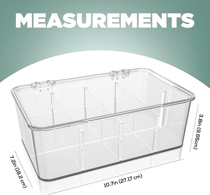 Utopia Home Tea Bag Organizer with Lids, Stackable Tea Box, 2 Pack, Clear | Partition Organizers with Lids For Drawers, Countertops, Fridge, Kitchen, Snack & Spice Organization