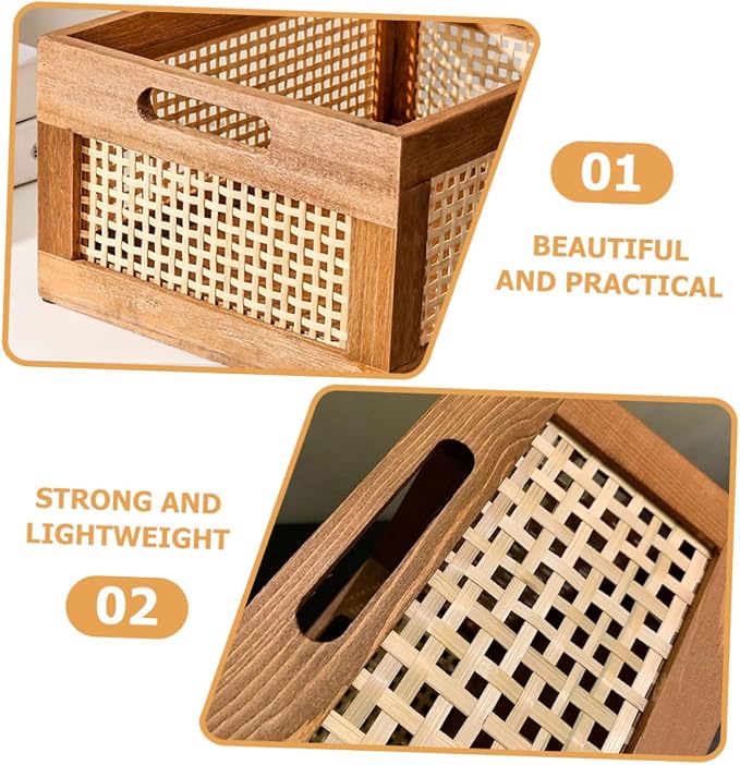 Handmade Woven Storage Basket Capacity Decorative Box for Organizing Sundries for Kitchen Living Office and More
