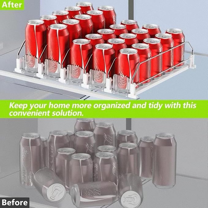 IBORING Drink Organizer for Fridge,Holds up to 30 Cans | Self Pushing Fridge Drink Organizer,Automatic Drink Dispenser for Fridge,Idea for fridge organizers and storage