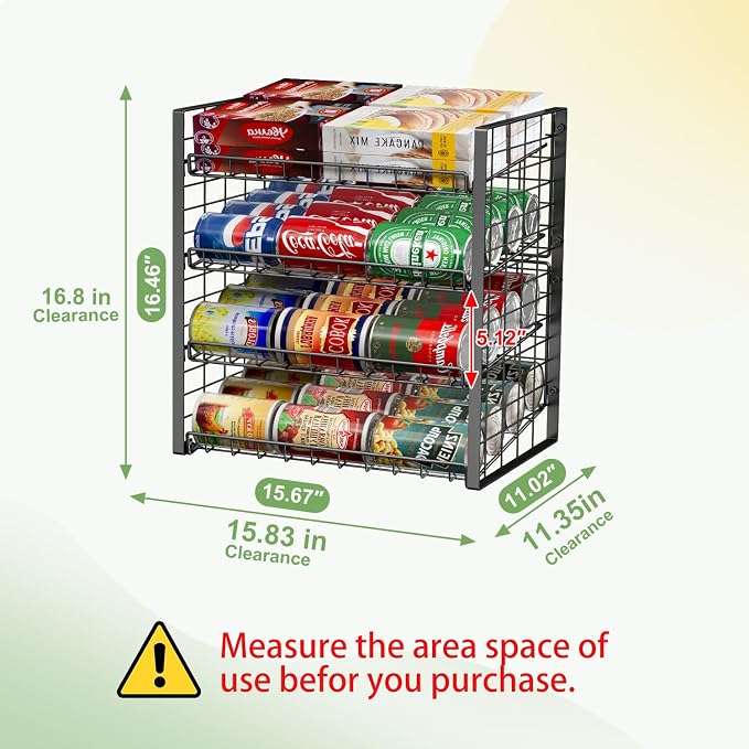 JKsmart 4-Tier Can Rack Organizer for Pantry, Adjustable Can Storage Holder for Various Ounces of Canned food Soda Drinks, Can Dispenser Holds Up to 48 Cans for Cupboard Cabinet