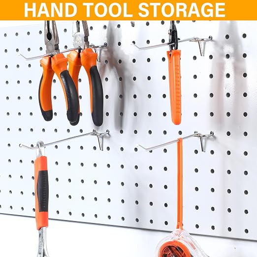 100 Pcs Peg Board Shelving Hooks Stainless Steel Hanging Board Pegs Wall Display Hooks Bulk for 1/8 1/4 Garage Storage Organizer Accessories (6 Inch,Silver)