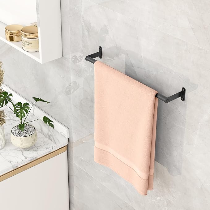 MKO Towel Bar for Bathroom Wall, 16 Inch Single Towel Rod Rack, Matte Black | Heavy Duty Stainless Steel, Towel Racks for Bathroom, Wall Mounted, Hand Towel Holder