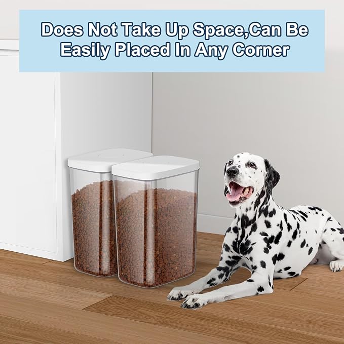 LEAWALK 5-8 Lbs/6Qt Airtight Dog Cat Food Storage Container and Pet Storage Bin BPA-Free, PET Clear Stackable Dog Treat Containers Measuring Scoop Suitable for Dogs Food, Cats Food and Other Dry-1Pack
