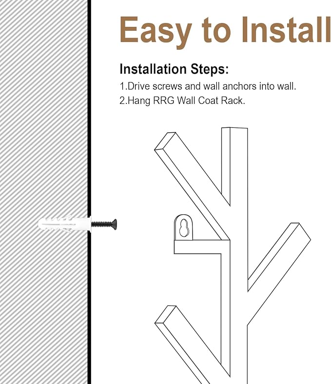 Vertical Coat Rack Wall Mounted 16 Inch,Metal Vertical Hat Rack for Wall, | Modern Coat Rack Tree for Hats, Jackets, Bags, Entryway Bedroom (Height 16")