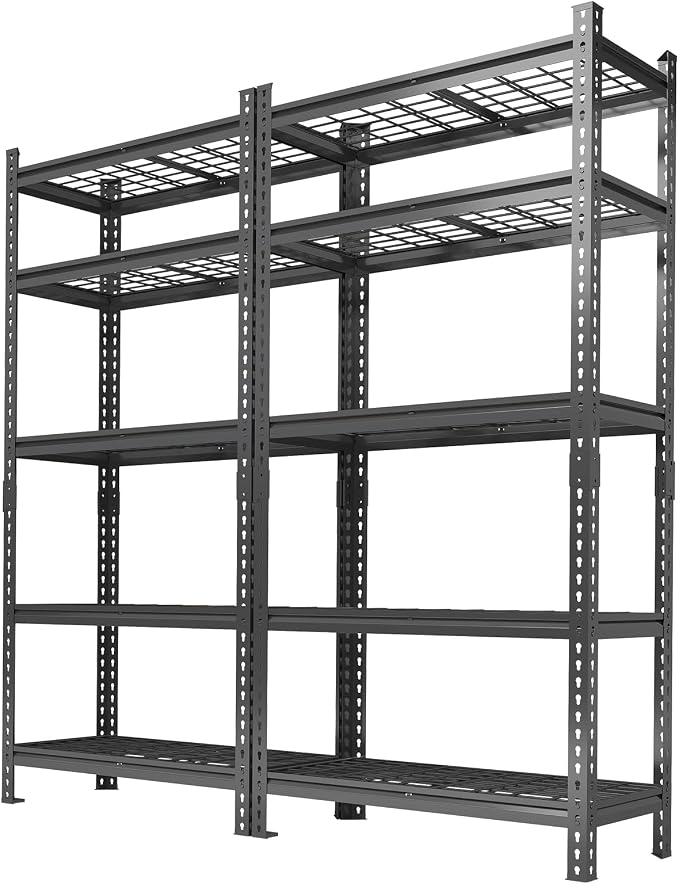 Heavy Duty Metal Storage Shelves - 5-Tier Adjustable Shelving Unit with 2500 LBS Load Capacity for Garage, Pantry, Basement, Bathroom, Laundry Room Organizer, 36" Long x 16" Wide x 72" High