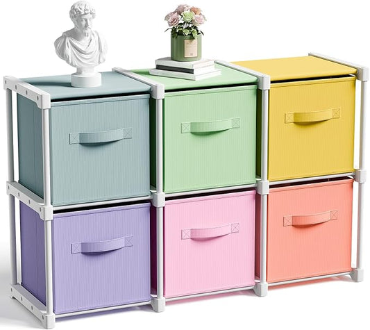 Briwooody 6 Cube Storage Organizer Storage Bins Shelf,Multiple Colors