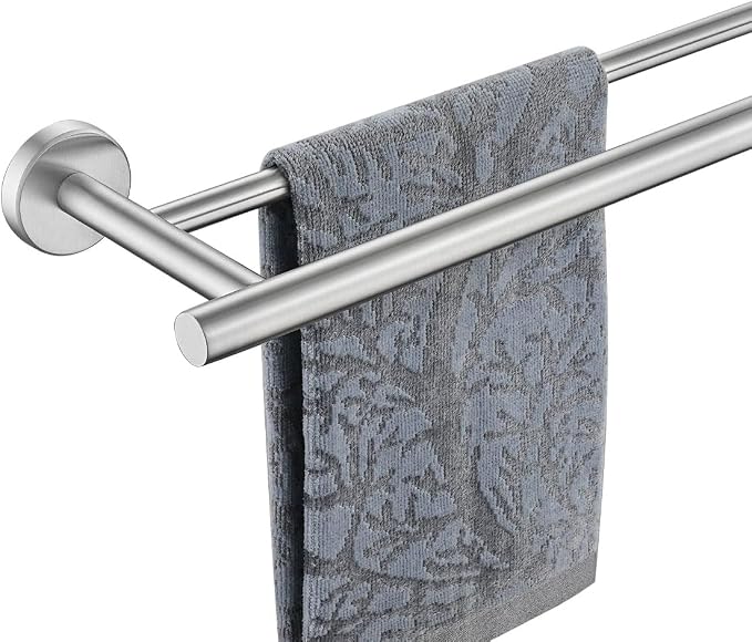 JQK Double Bath Towel Bar, 30 Inch 304 Stainless Steel Thicken 0.8mm Towel Rack for Bathroom, Towel Holder Brushed Finished Wall Mount, Useable Length 27 Inch, TB100L27-BN
