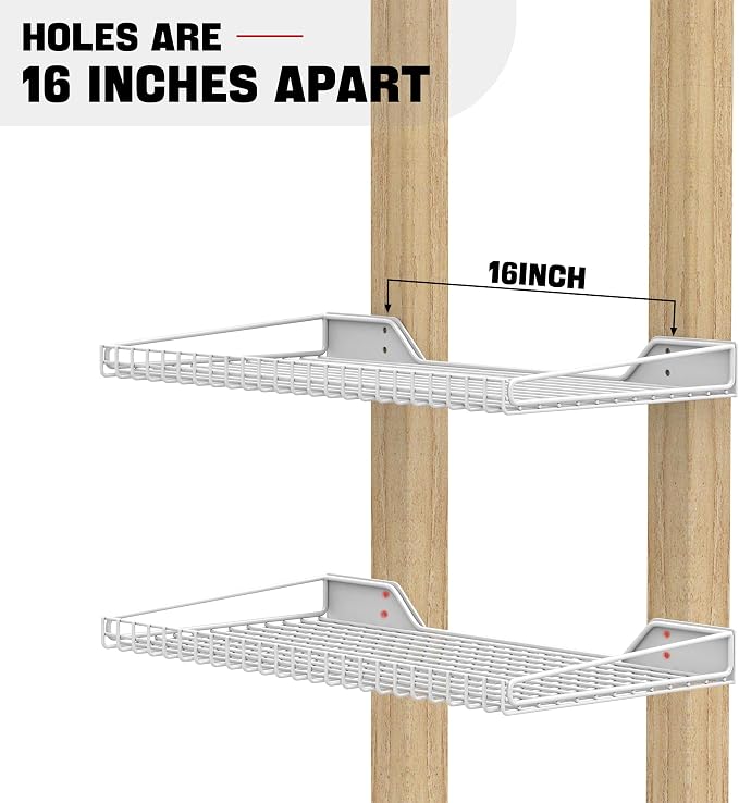 Wall Mounted Storage Shelf for Garage, 4 Pack Metal Shelf Rack, Heavy-Duty Wall Organizer Shelves Suitable for Shop, Shed, Garage 23.5inch x 12inch(White)