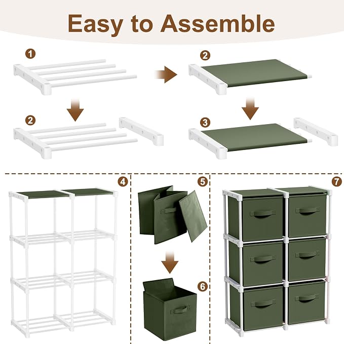 Briwooody 6 Cube Storage Organizer Storage Bins Shelf,Dark Green