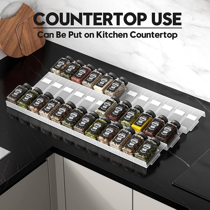 Famhap Spice Drawer Organizer, 36PCS Interlocking Expandable Seasoning Rack Tray Insert for Kitchen Drawers, Spice Rack Drawer for Spice Jars | Interlocking Spice Rack Tray, Sturdy Plastic, Customizable Layout, Versatile for Kitchen Spice Jars Cosmetics