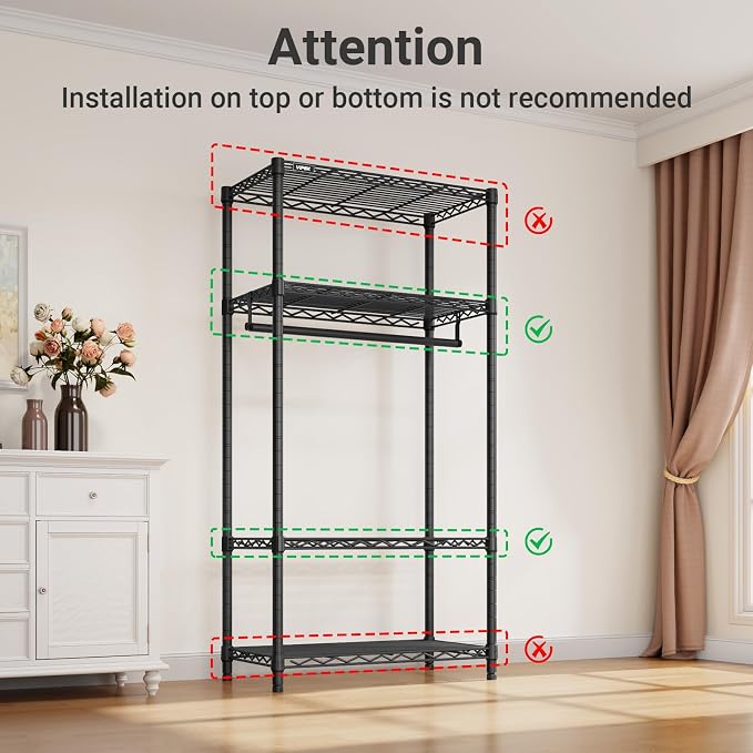 VIPEK 2Pack Wire Shelf for Clothes Rack, 13.8" x 15.7", Black | Wire Shelf Only Suitable for V7 Clothes Rack Quick Installation