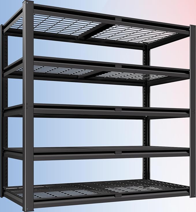 PrimeZone 72" H Heavy Duty Garage Shelving 2500 LBS 5 Tier Heavy Duty | Storage Shelves Adjustable Industrial Metal Wire Shelf for Garage,Basement,Pantry,Warehouse,Commercial,48" W X 24" D X 72" H