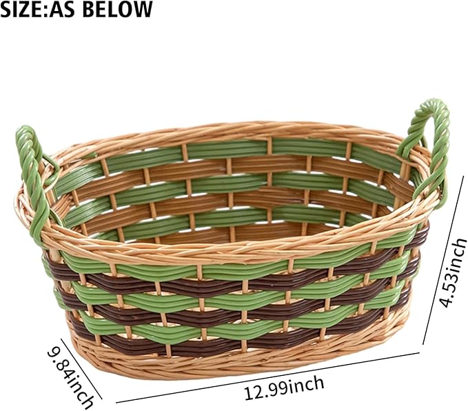 Kingwillow, Storage Basket, Oval-Shaped Woven Willow Basket with Handles, Suitable for Bedrooms, Kitchens, and Wardrobes. (Large Size)